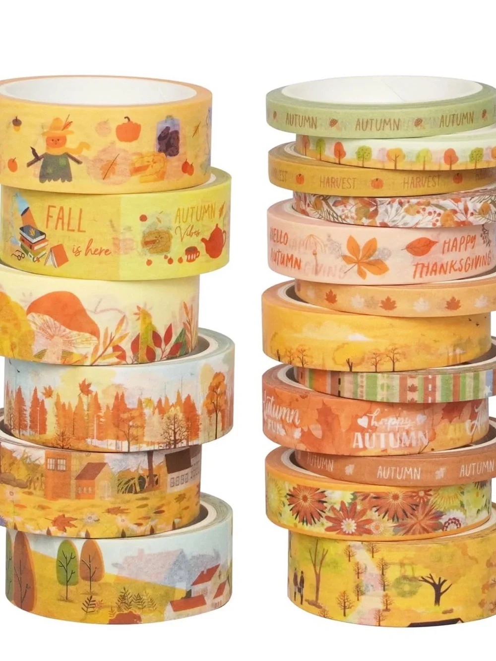 Autumn Harvest Decorative Washi Tape Set - Fall Pattern Craft Rolls
